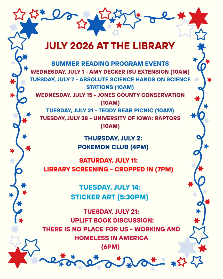 July 2026 Library Programs page 1