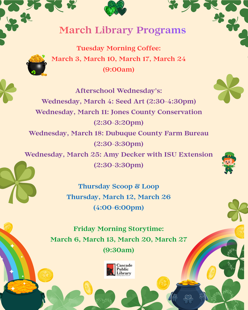 March 2026 Library Programs page 1